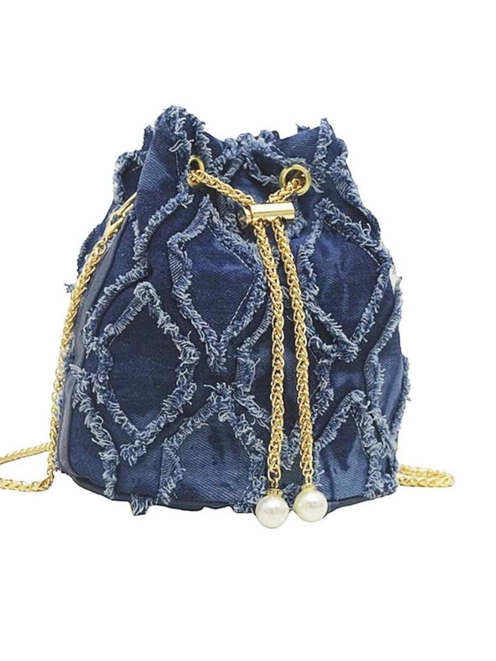 Blue Denim Purses for Women, Jean Bucket Bags, Crossbody Hobo Drawstring Handbag